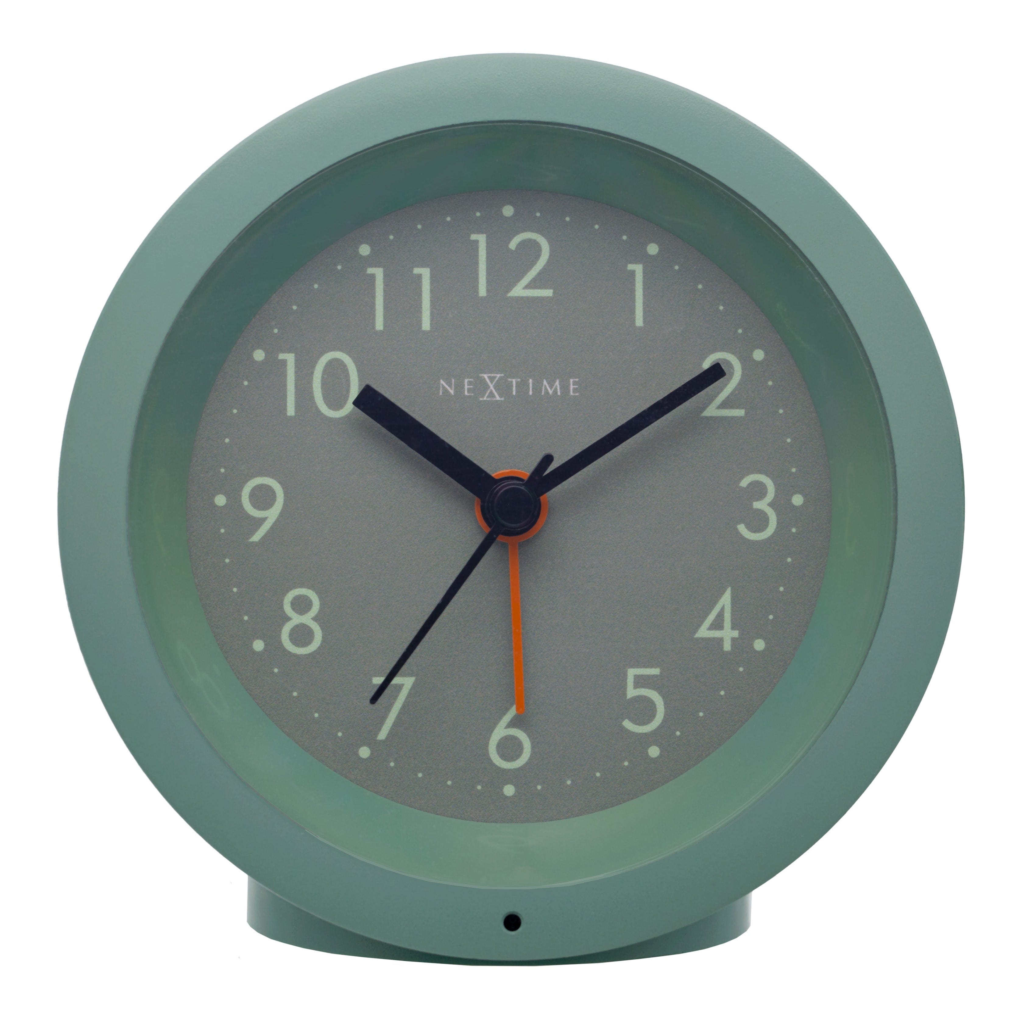 NeXtime Circle alarm clock with silent light dial, 10.5cm x 3.6cm, featuring a modern round design and clear display.